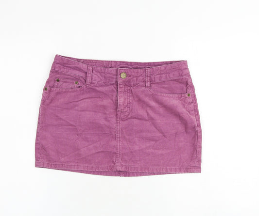 H&M Womens Pink Cotton Mini Skirt Size 8 Zip