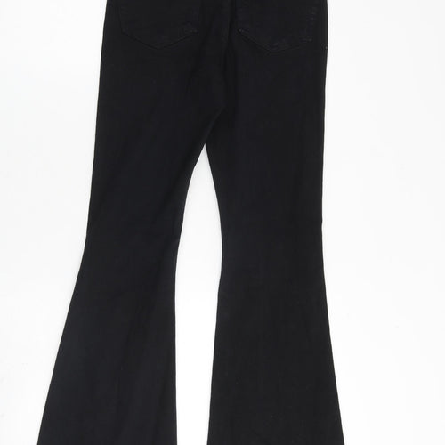 Topshop Womens Black Cotton Bootcut Jeans Size 28 in L30 in Regular Zip