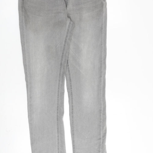 Denim & Co. Womens Grey Cotton Straight Jeans Size 8 L29 in Regular Zip