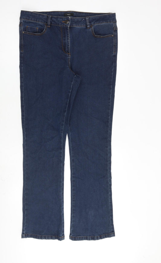 M&Co Womens Blue Cotton Straight Jeans Size 14 L30 in Regular Zip