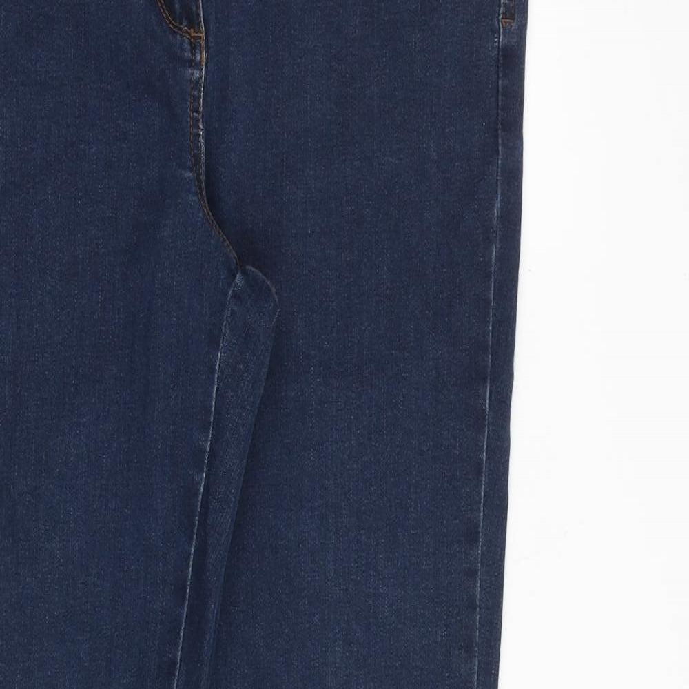 M&Co Womens Blue Cotton Straight Jeans Size 14 L30 in Regular Zip