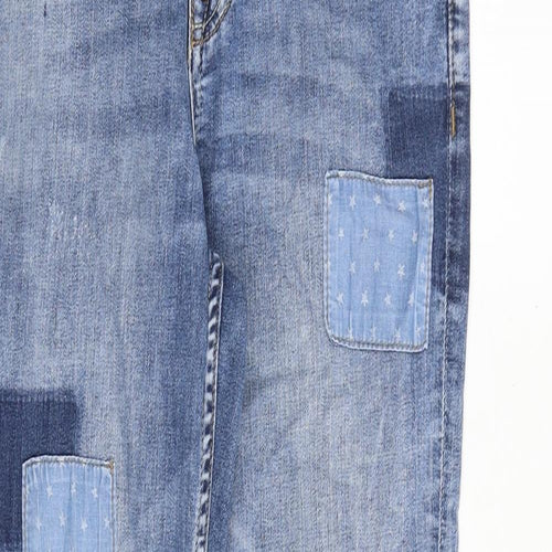 TU Womens Blue Cotton Skinny Jeans Size 8 L29 in Slim Zip - Patchwork