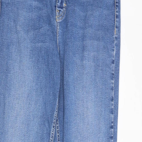 Topshop Womens Blue Cotton Bootcut Jeans Size 14 L32 in Regular Zip