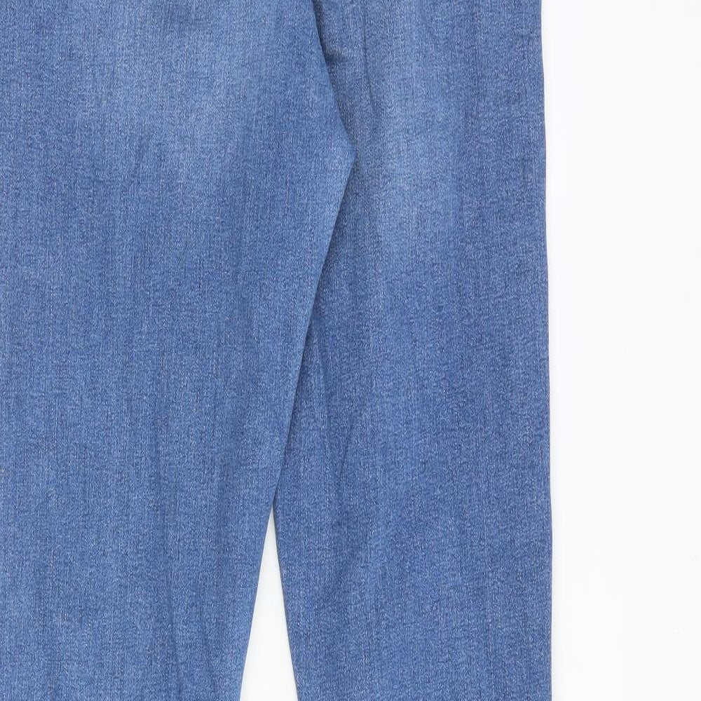 Topshop Womens Blue Cotton Bootcut Jeans Size 14 L32 in Regular Zip