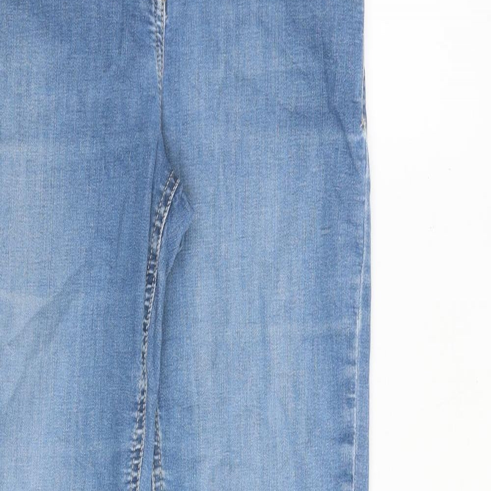 NEXT Womens Blue Cotton Straight Jeans Size 10 L30 in Extra-Slim Zip