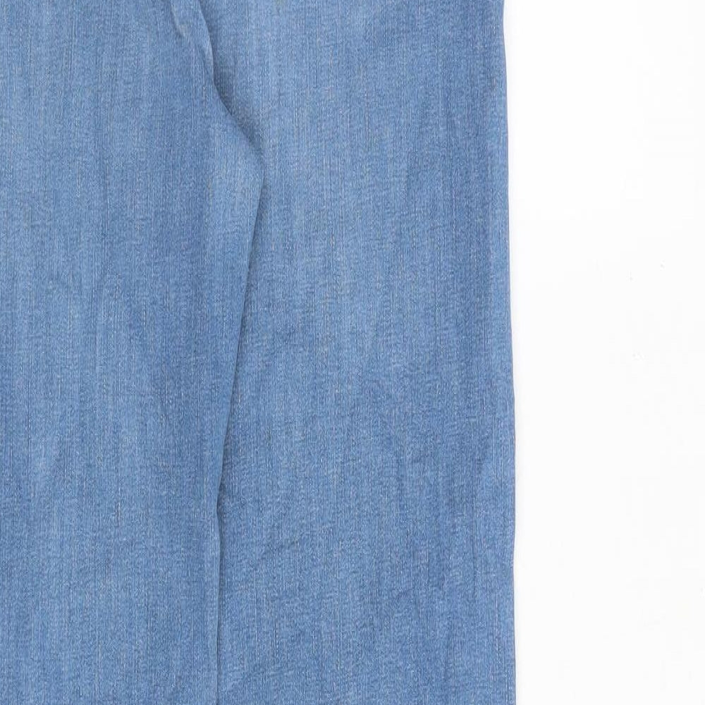 NEXT Womens Blue Cotton Straight Jeans Size 10 L30 in Extra-Slim Zip