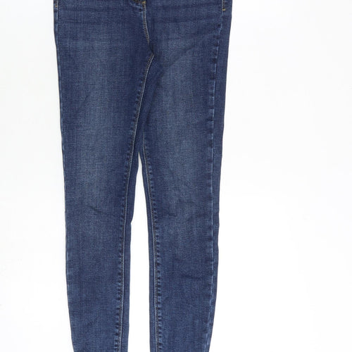 NEXT Womens Blue Cotton Skinny Jeans Size 8 L27 in Slim Zip