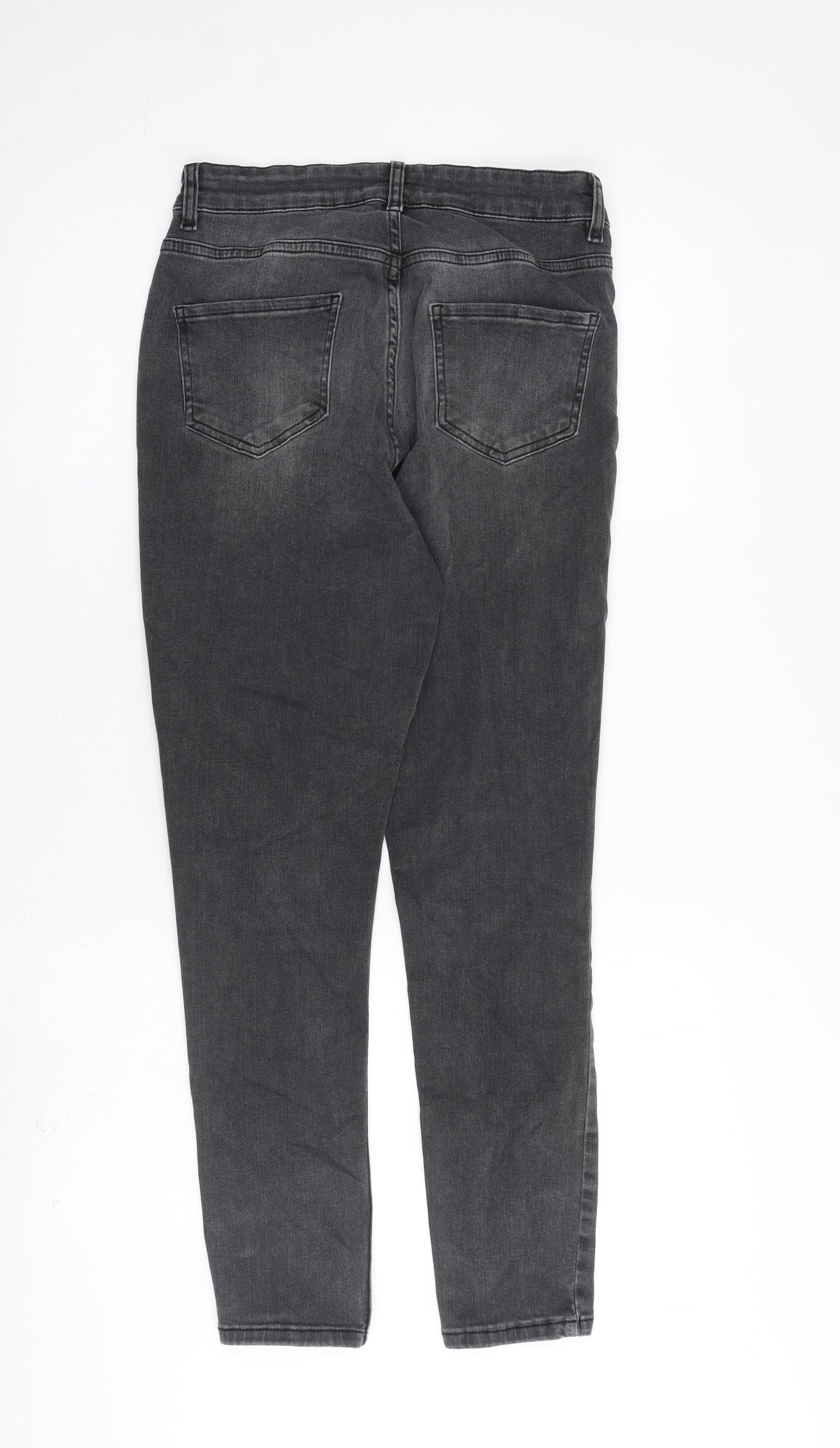 Sosandar Womens Grey Cotton Skinny Jeans Size 10 L27 in Regular Zip