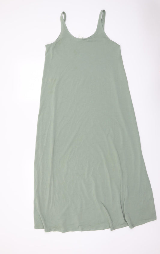 H&M Womens Green Polyester Tank Dress Size S Scoop Neck Pullover
