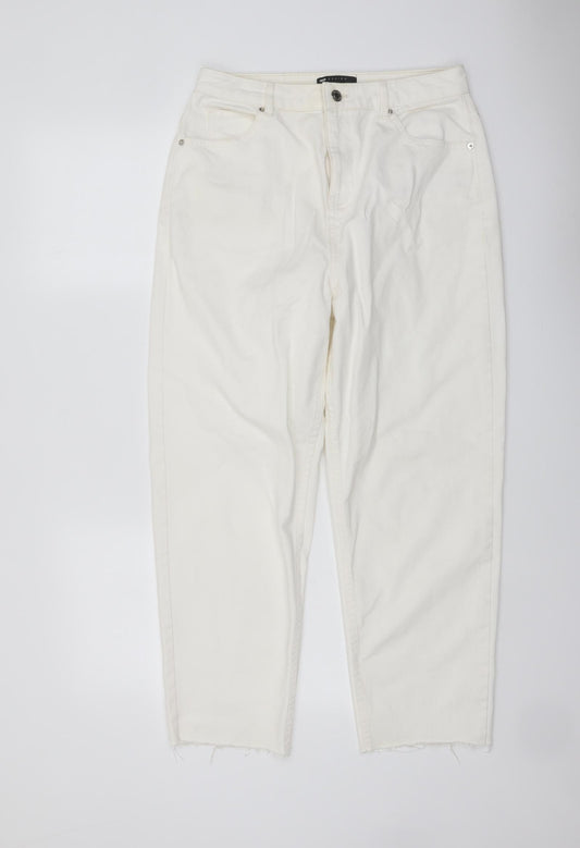ASOS Womens Ivory Cotton Straight Jeans Size 30 in L25 in Regular Button