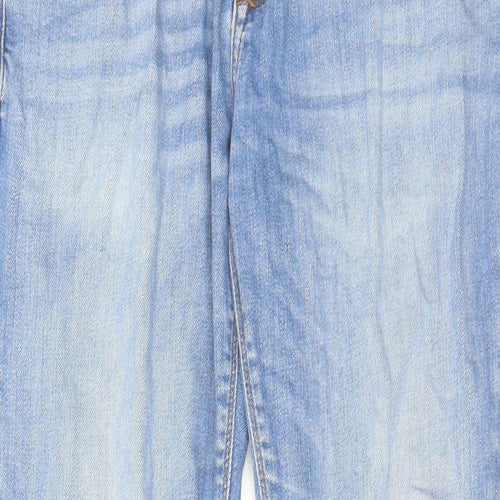 River Island Mens Blue Cotton Straight Jeans Size 30 in L32 in Regular Zip