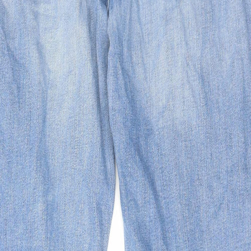 River Island Mens Blue Cotton Straight Jeans Size 30 in L32 in Regular Zip