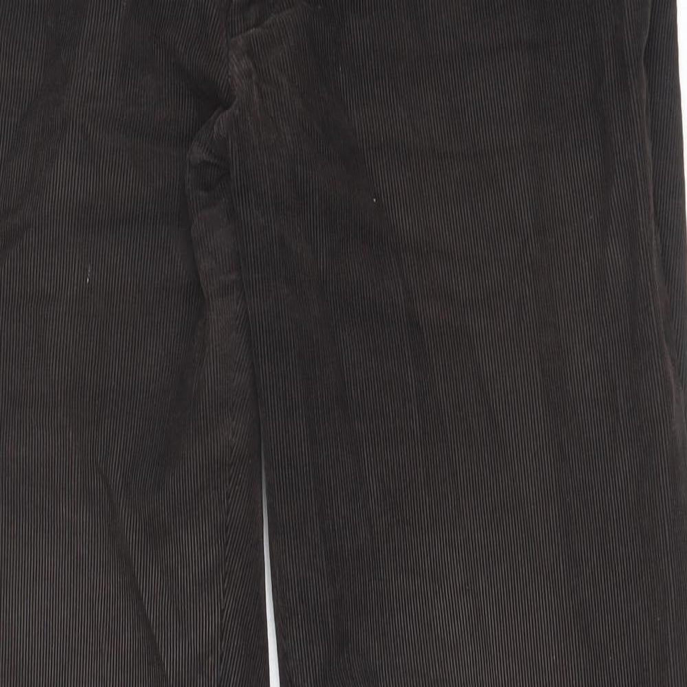 Marks and Spencer Mens Brown Cotton Trousers Size 36 in L31 in Regular Zip