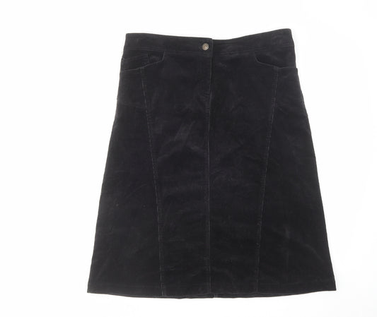 Denim & Co. Womens Brown Cotton A-Line Skirt Size 14 Zip
