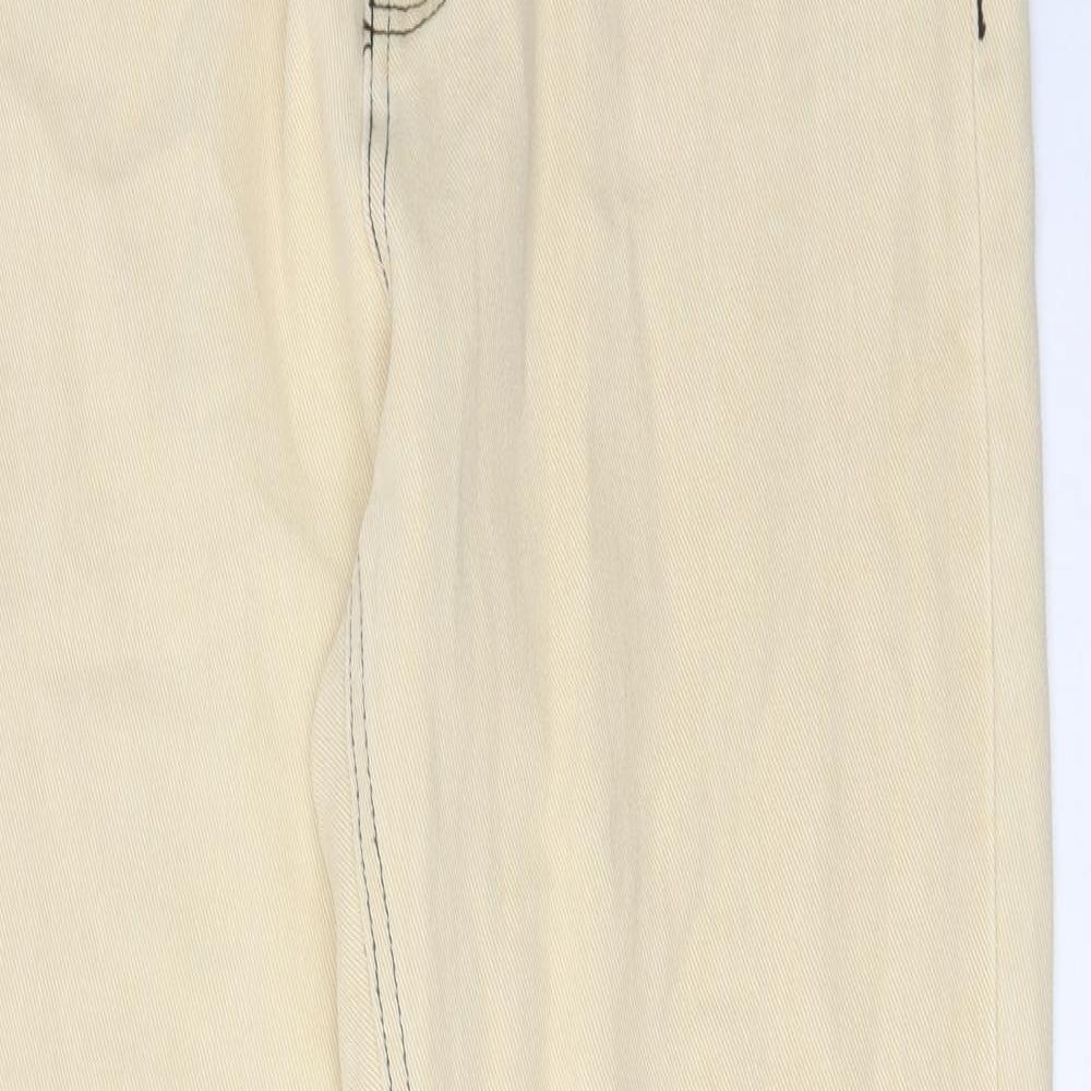 Missguided Womens Beige Cotton Straight Jeans Size 12 L30 in Regular Zip