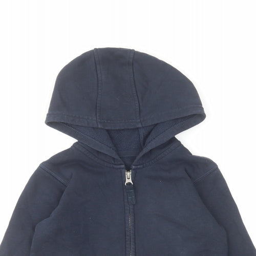 Marks and Spencer Boys Black Cotton Full Zip Hoodie Size 5-6 Years Zip