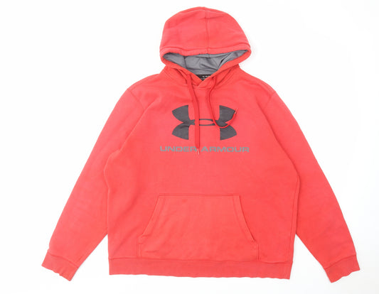 Under armour Mens Red Cotton Pullover Hoodie Size XL