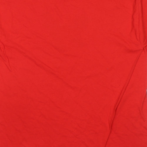 Gildan Womens Red Cotton Basic T-Shirt Size L Round Neck - Lamb Banana
