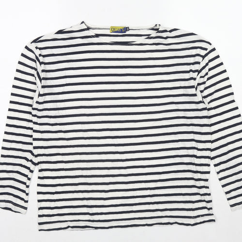 Quai V Womens Multicoloured Striped Cotton Basic T-Shirt Size 2XL Round Neck