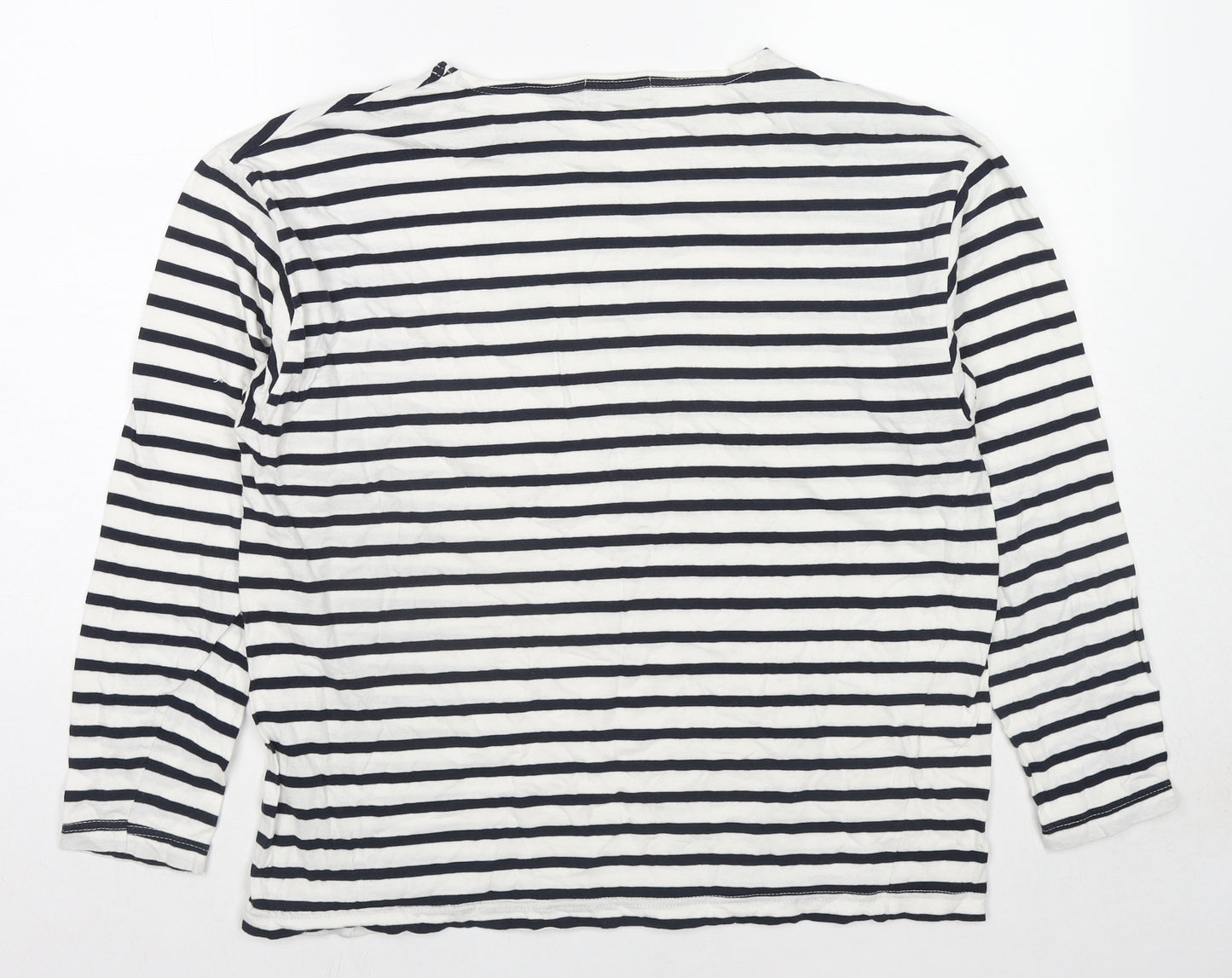 Quai V Womens Multicoloured Striped Cotton Basic T-Shirt Size 2XL Round Neck