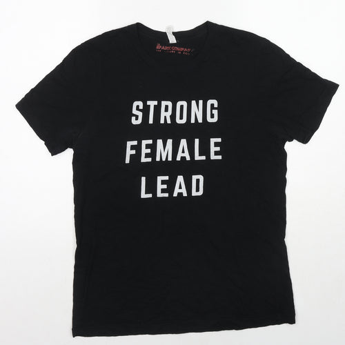 The Spark Company Womens Black Cotton Basic T-Shirt Size M Round Neck