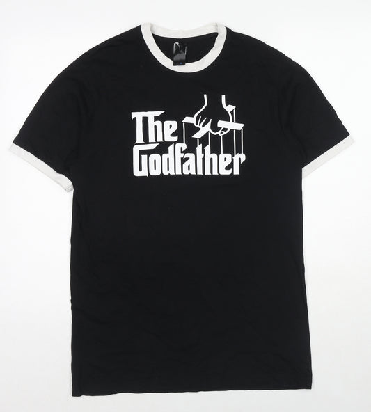 The Godfather Mens Black Cotton T-Shirt Size L Crew Neck