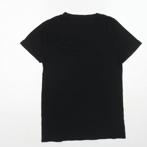 New Look Womens Black Cotton Basic T-Shirt Size 10 Round Neck - No Bad Days