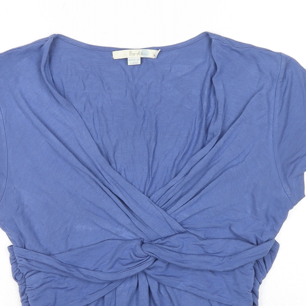 Boden Womens Blue Viscose Basic T-Shirt Size 12 V-Neck - Twist Front