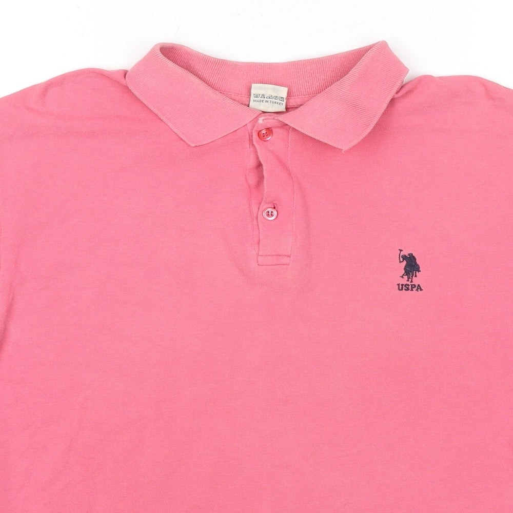 US Polo Assn. Womens Pink Cotton Basic Polo Size XL Collared