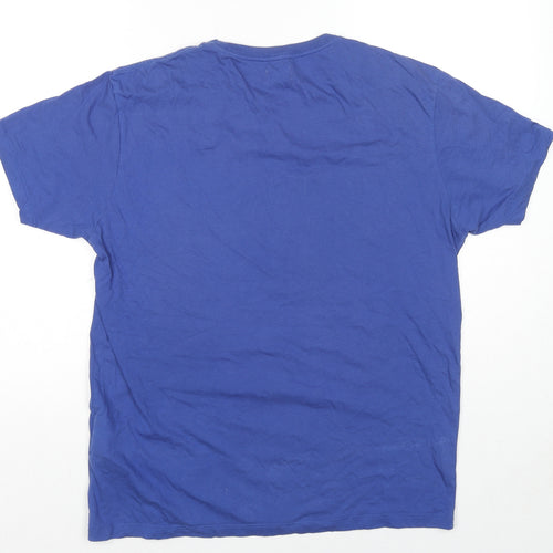 Replay Mens Blue Cotton T-Shirt Size L Crew Neck