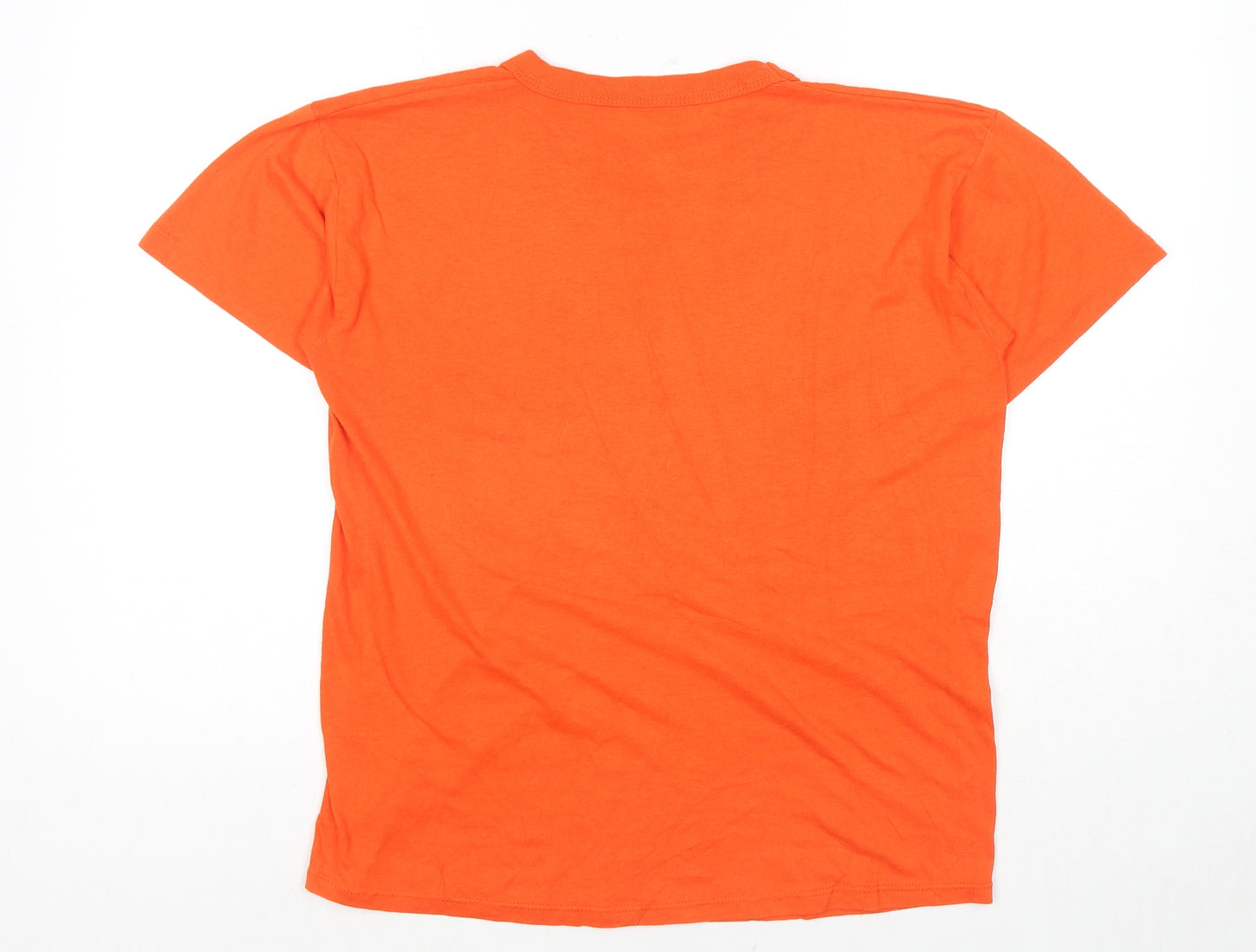 Russell Athletic Womens Orange Cotton Basic T-Shirt Size M Round Neck