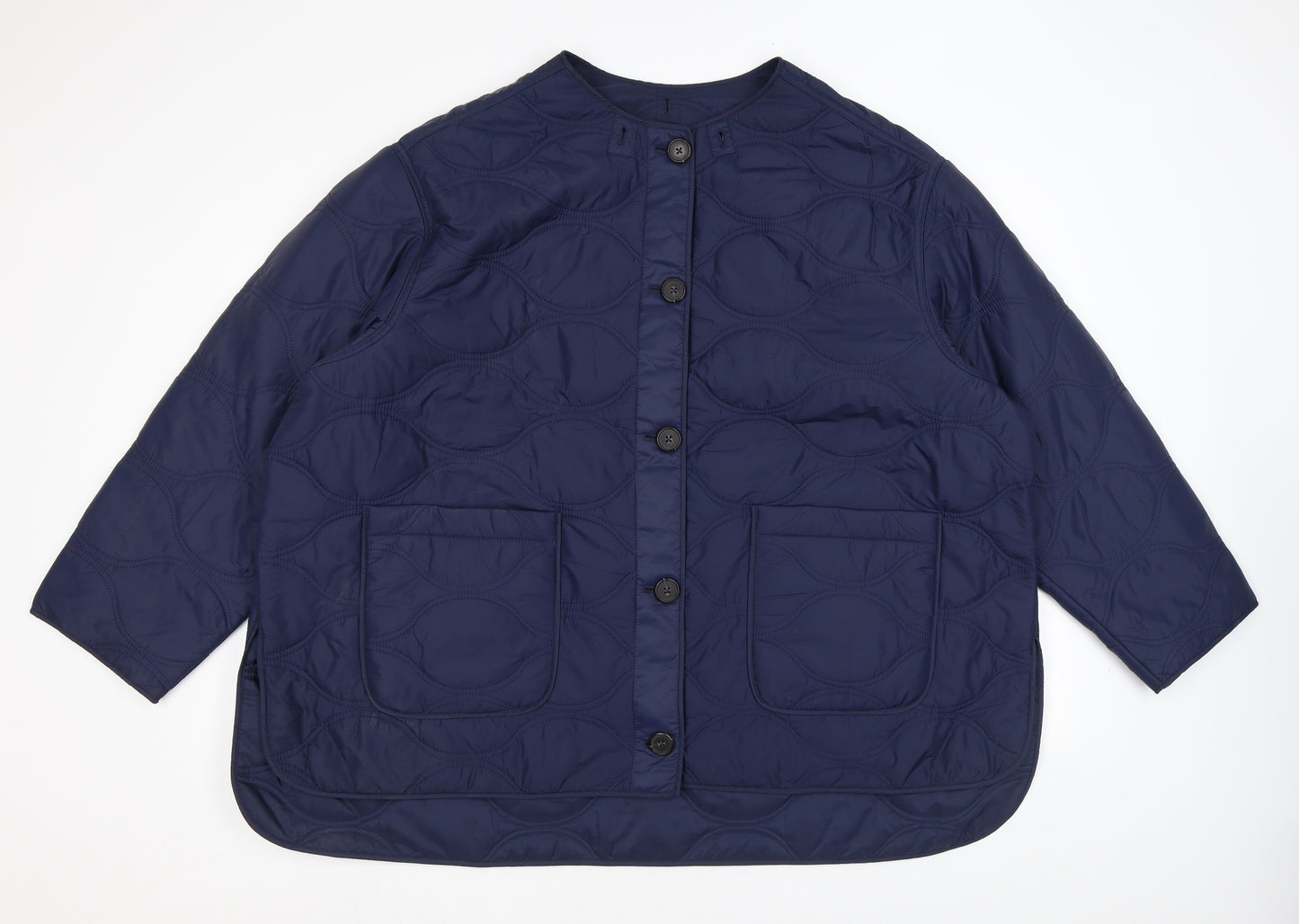 Per Una Womens Blue Quilted Jacket Size 22 Button