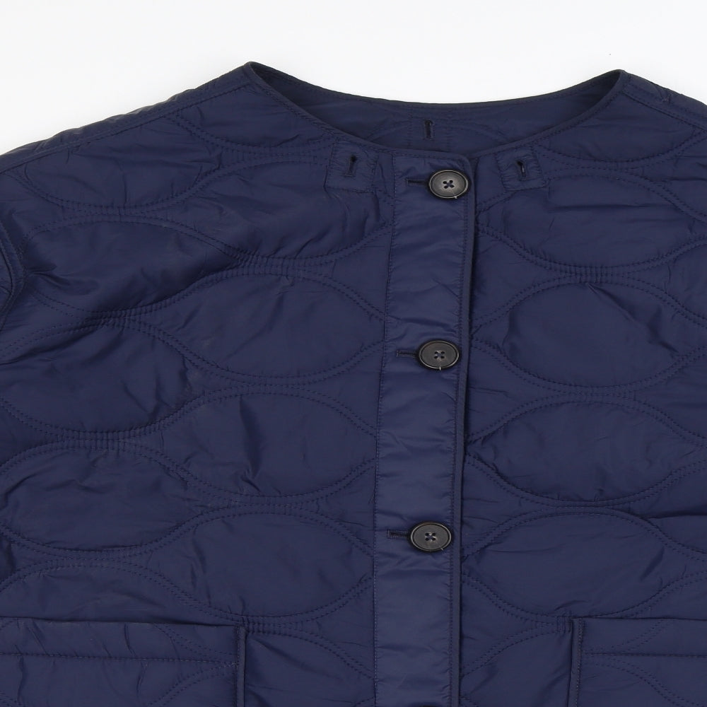 Per Una Womens Blue Quilted Jacket Size 22 Button