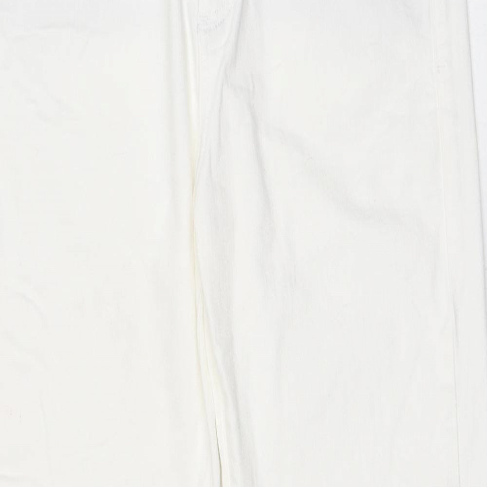 White Stuff Womens White Cotton Straight Jeans Size 10 L30 in Regular Zip