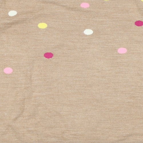 Marks and Spencer Womens Beige Round Neck Polka Dot Acrylic Pullover Jumper Size 16