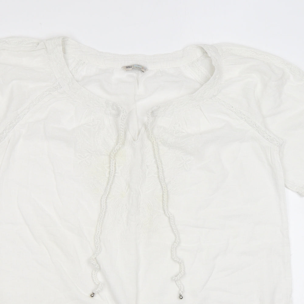 Marks and Spencer Womens White Cotton Basic Blouse Size 12 Round Neck