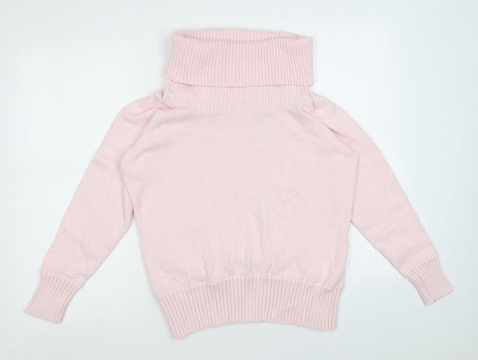 Marks and Spencer Womens Pink Roll Neck Cotton Pullover Jumper Size 16