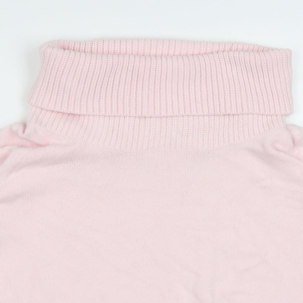Marks and Spencer Womens Pink Roll Neck Cotton Pullover Jumper Size 16