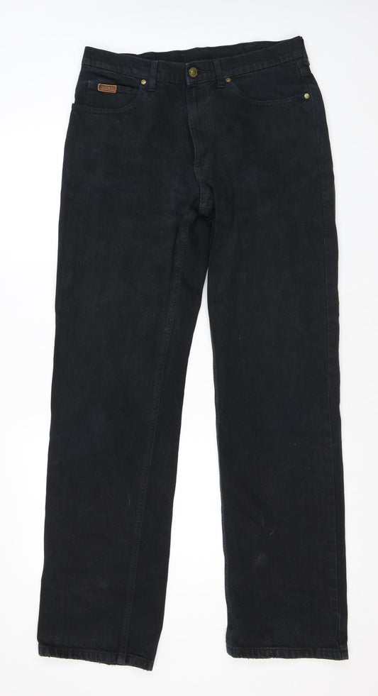 Farah Mens Black Cotton Straight Jeans Size 34 in L33 in Regular Zip