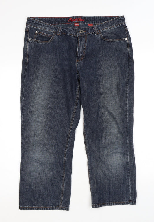 Espirit Womens Blue Cotton Straight Jeans Size 16 L23 in Regular Zip