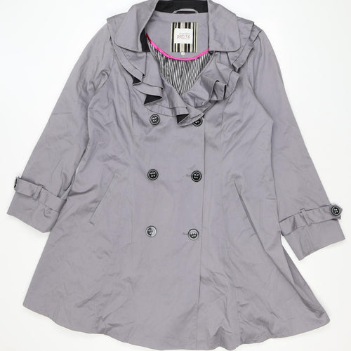 Principles Womens Grey Trench Coat Coat Size 18 Button