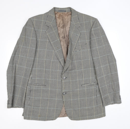 Magee Mens Brown Check Wool Jacket Suit Jacket Size 42 Regular