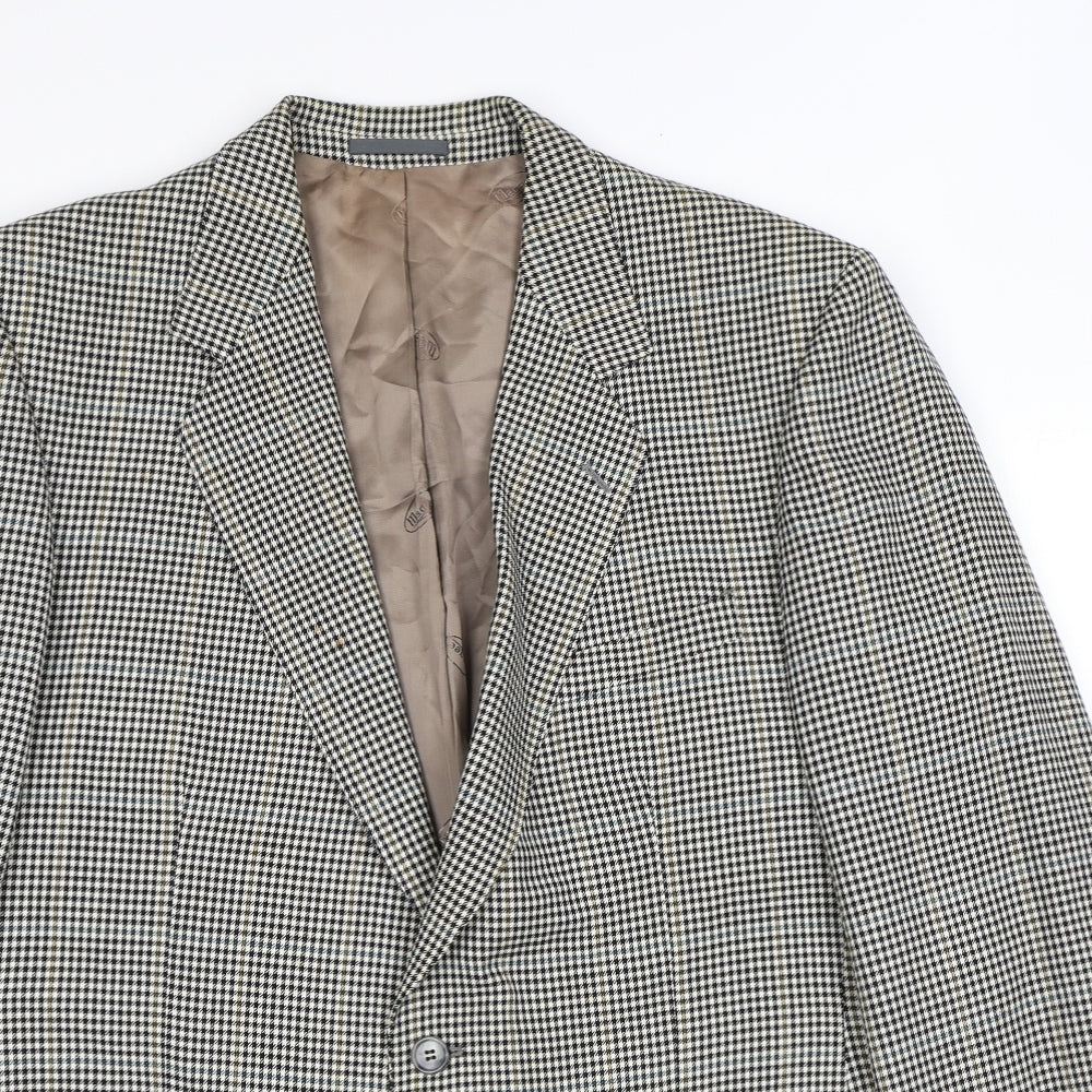 Magee Mens Brown Check Wool Jacket Suit Jacket Size 42 Regular