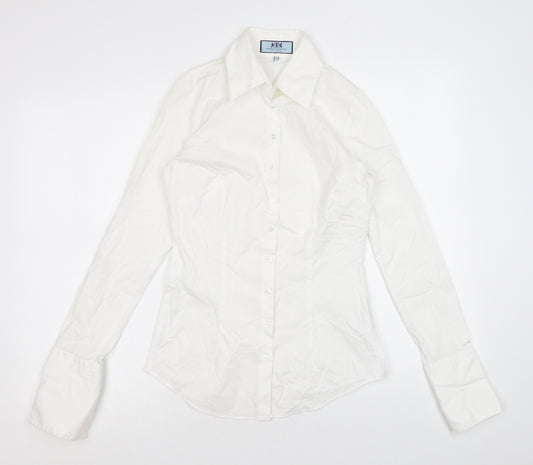 Hawes & Curtis Womens White Cotton Basic Button-Up Size 8 Collared