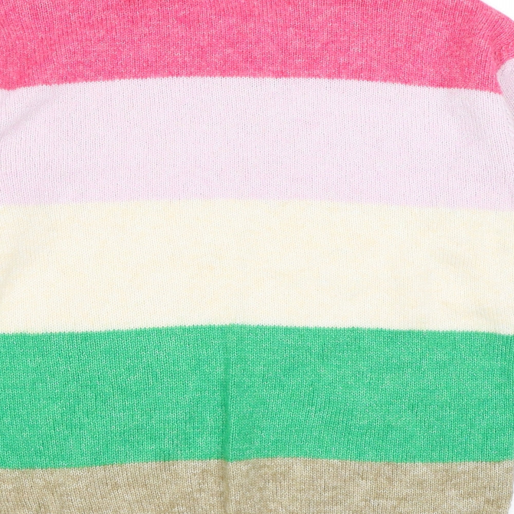 Marks and Spencer Womens Multicoloured Mock Neck Striped Acrylic Pullover Jumper Size S