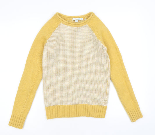 Boden Womens Yellow Round Neck Wool Pullover Jumper Size 8
