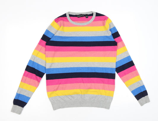 Dorothy Perkins Womens Multicoloured Round Neck Striped Viscose Pullover Jumper Size 10