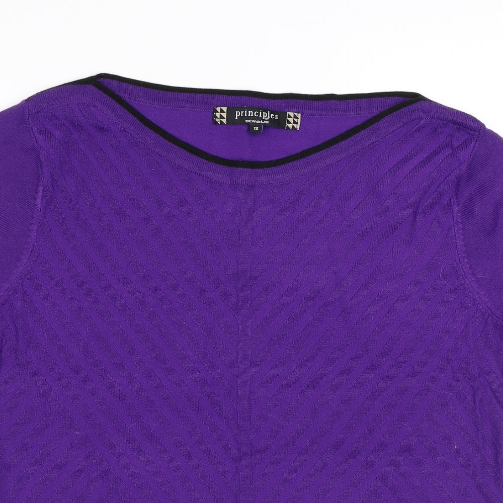 Principles Womens Purple Boat Neck Acrylic Pullover Jumper Size 12