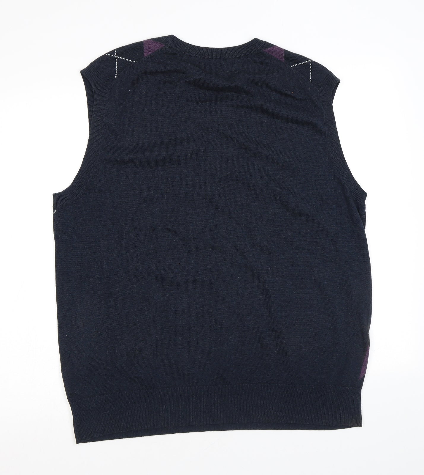 Gap Mens Multicoloured V-Neck Argyle/Diamond Cotton Vest Jumper Size L Sleeveless