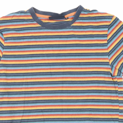 Brakeburn Mens Multicoloured Striped Cotton T-Shirt Size M Round Neck